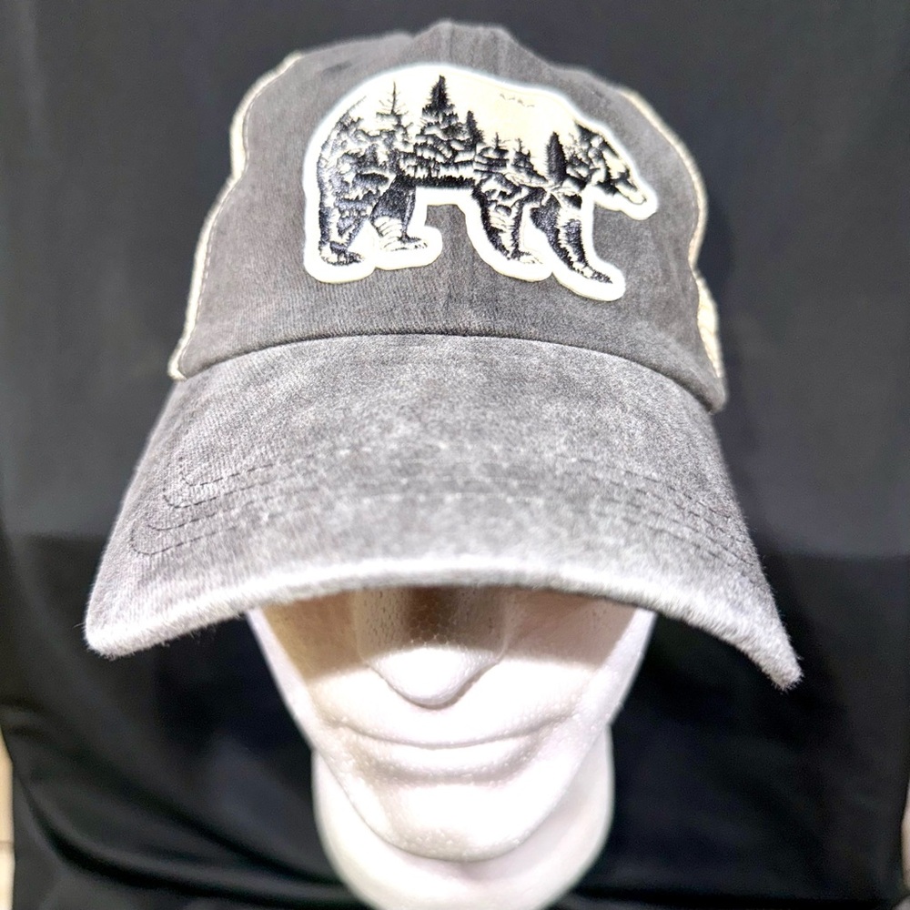 DIY; Gray Bear hat with adjustable strap